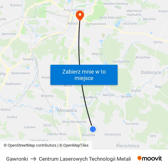 Gawronki to Centrum Laserowych Technologii Metali map