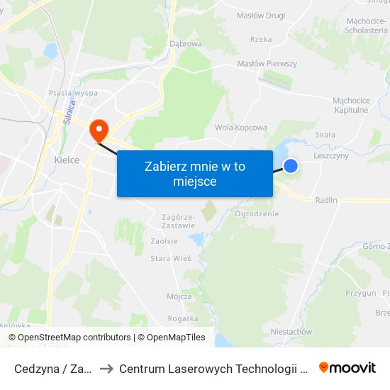 Cedzyna / Zalew to Centrum Laserowych Technologii Metali map
