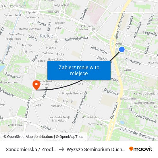 Sandomierska / Źródłowa to Wyższe Seminarium Duchowne map