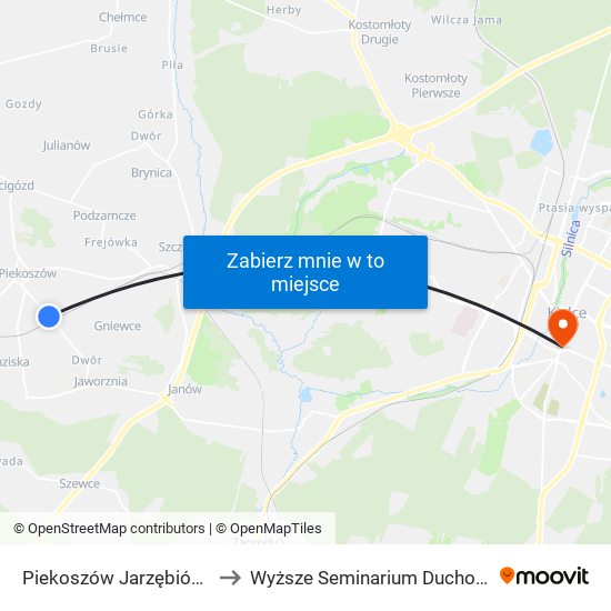 Piekoszów Jarzębiówka to Wyższe Seminarium Duchowne map