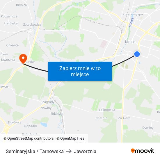 Seminaryjska / Tarnowska to Jaworznia map