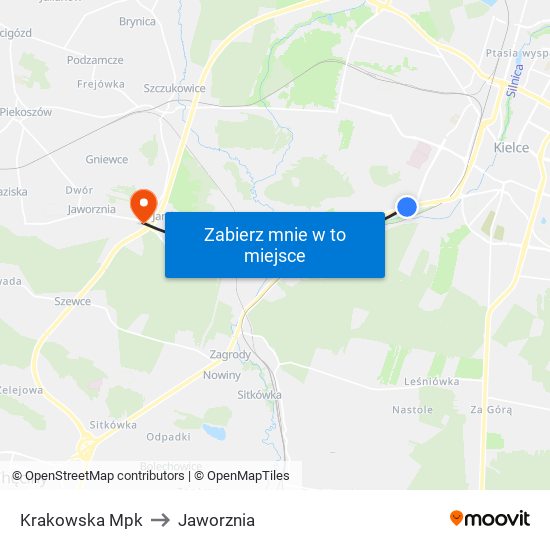 Krakowska Mpk to Jaworznia map