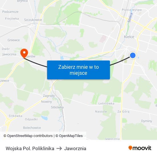 Wojska Pol. Poliklinika to Jaworznia map