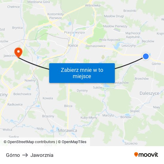 Górno to Jaworznia map