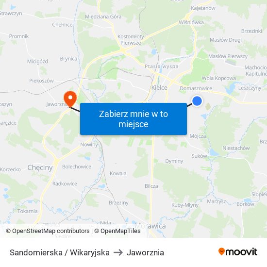 Sandomierska / Wikaryjska to Jaworznia map