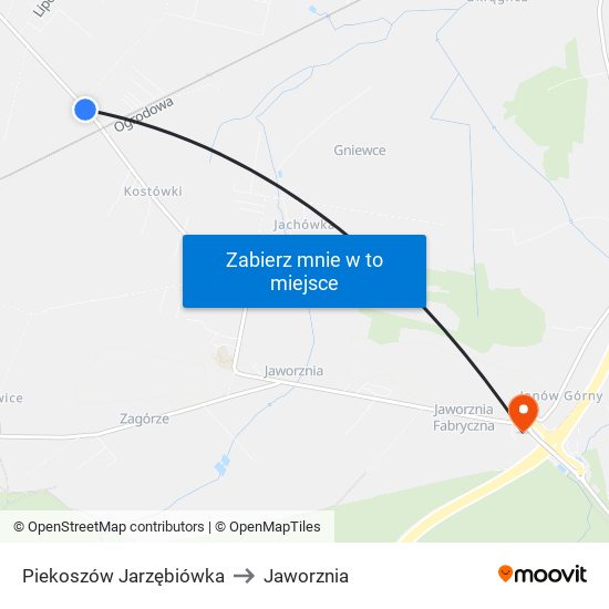 Piekoszów Jarzębiówka to Jaworznia map