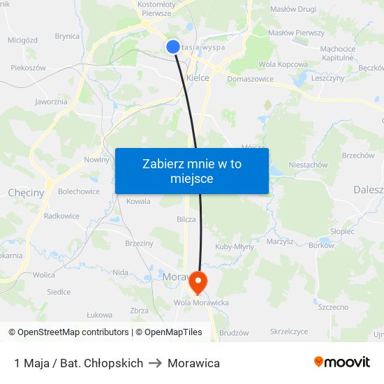 1 Maja / Bat. Chłopskich to Morawica map
