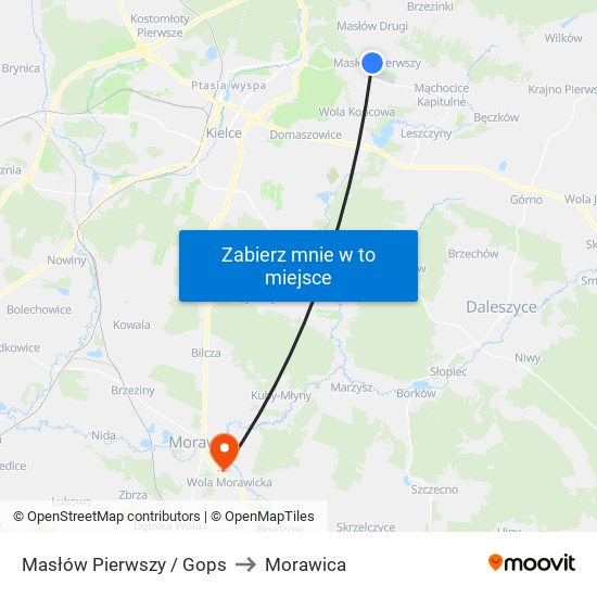 Masłów Pierwszy / Gops to Morawica map