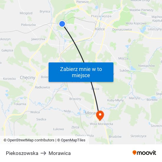 Piekoszowska to Morawica map