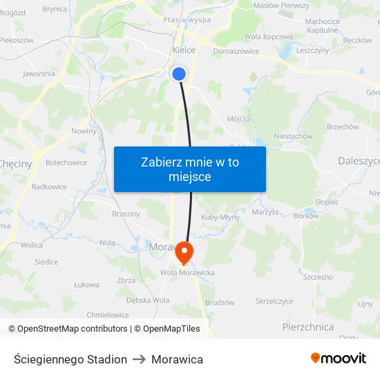 Ściegiennego Stadion to Morawica map