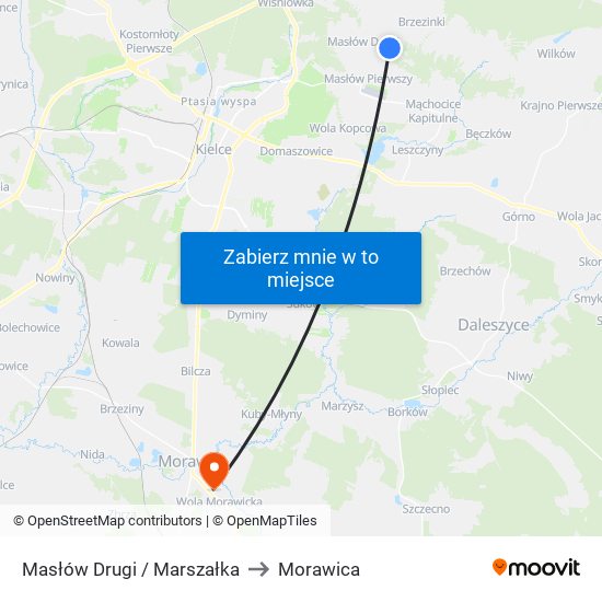 Masłów Drugi / Marszałka to Morawica map