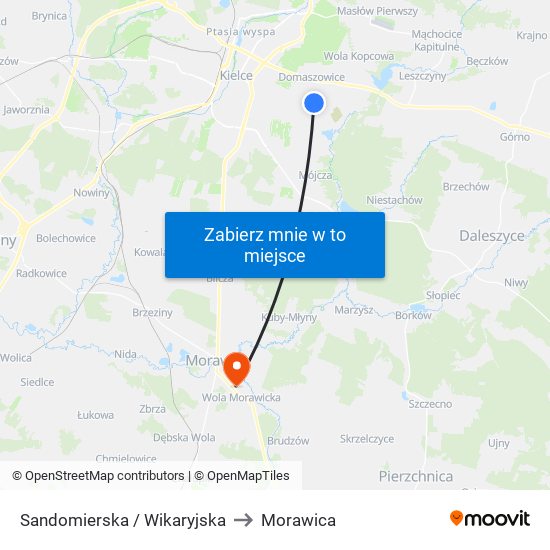 Sandomierska / Wikaryjska to Morawica map