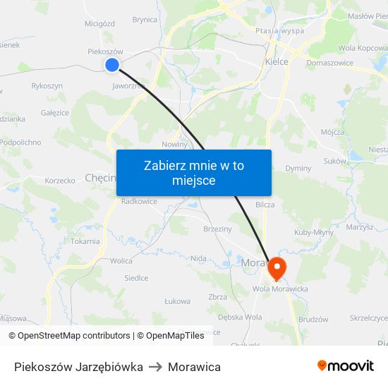 Piekoszów Jarzębiówka to Morawica map