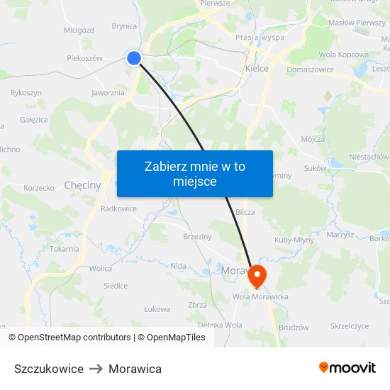 Szczukowice to Morawica map