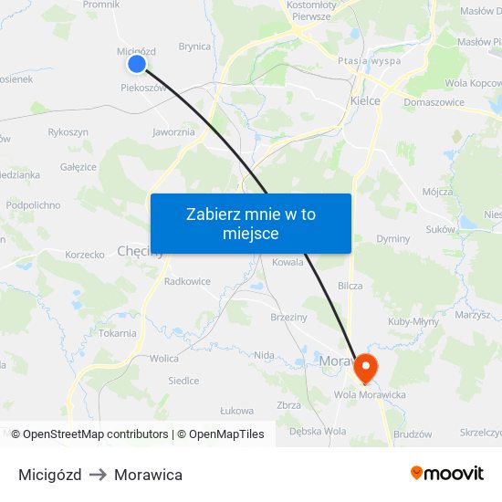 Micigózd to Morawica map