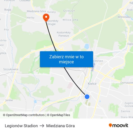 Legionów Stadion to Miedziana Góra map