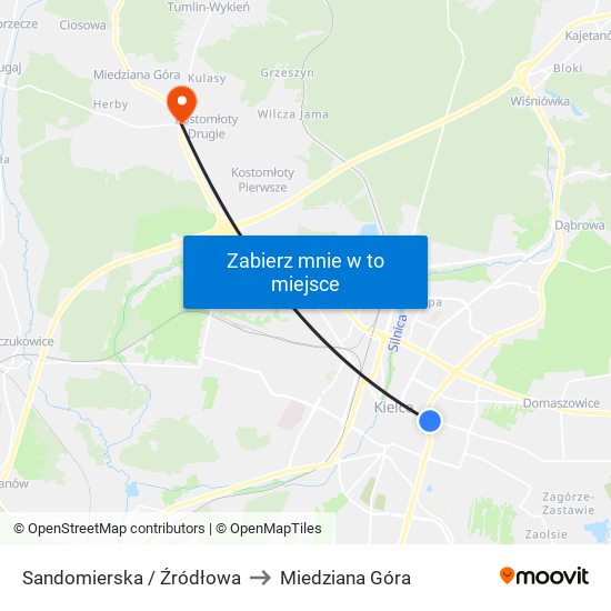 Sandomierska / Źródłowa to Miedziana Góra map