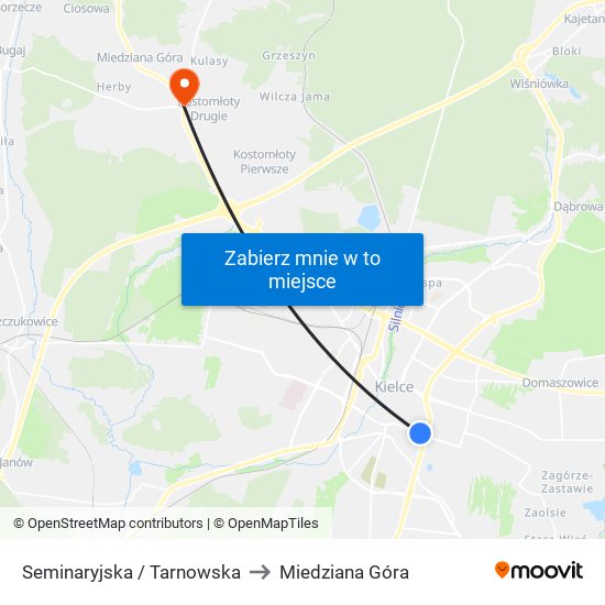 Seminaryjska / Tarnowska to Miedziana Góra map