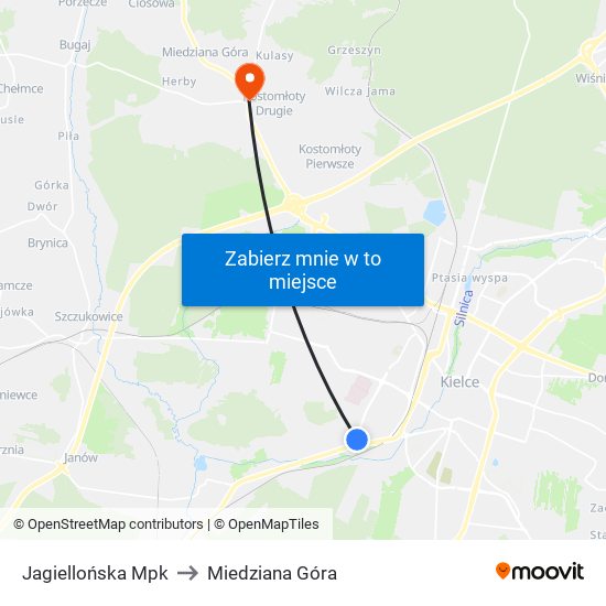 Jagiellońska Mpk to Miedziana Góra map