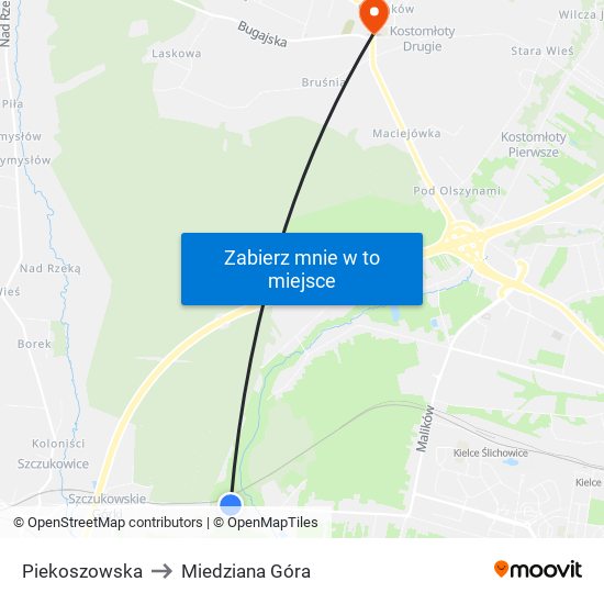 Piekoszowska to Miedziana Góra map