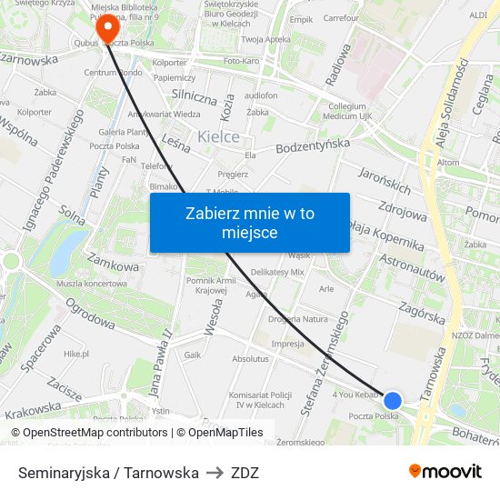 Seminaryjska / Tarnowska to ZDZ map