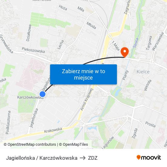 Jagiellońska / Karczówkowska to ZDZ map