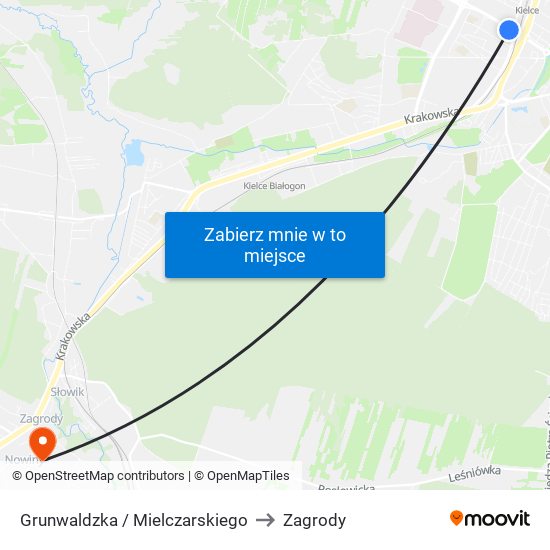 Grunwaldzka / Mielczarskiego to Zagrody map