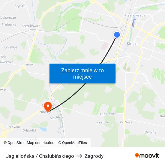 Jagiellońska / Chałubińskiego to Zagrody map