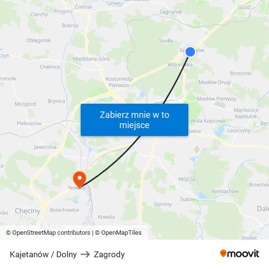 Kajetanów / Dolny to Zagrody map