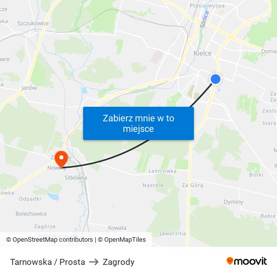 Tarnowska / Prosta to Zagrody map