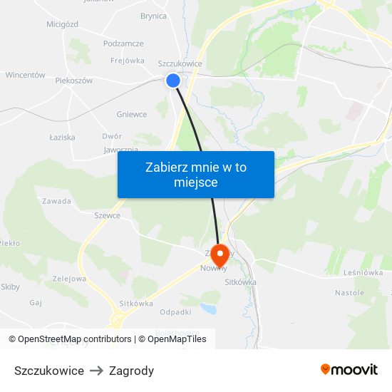 Szczukowice to Zagrody map