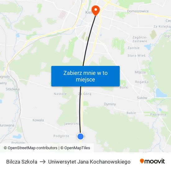 Bilcza Szkoła to Uniwersytet Jana Kochanowskiego map