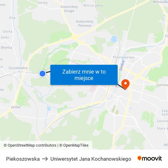 Piekoszowska to Uniwersytet Jana Kochanowskiego map