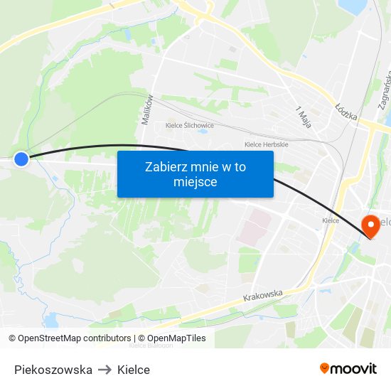 Piekoszowska to Kielce map