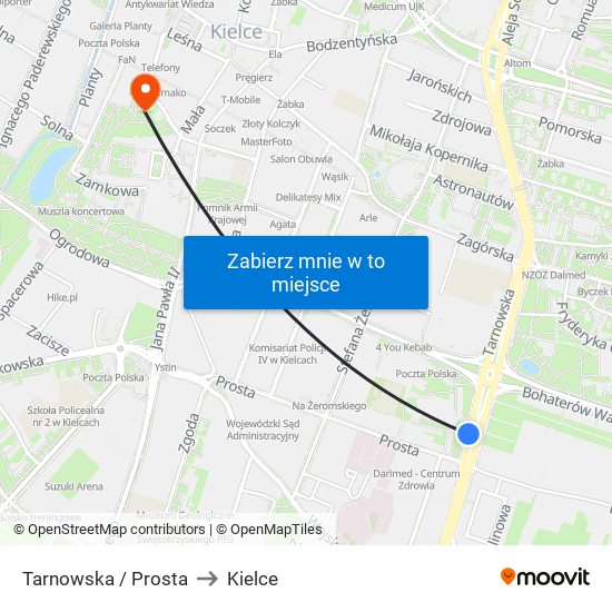 Tarnowska / Prosta to Kielce map