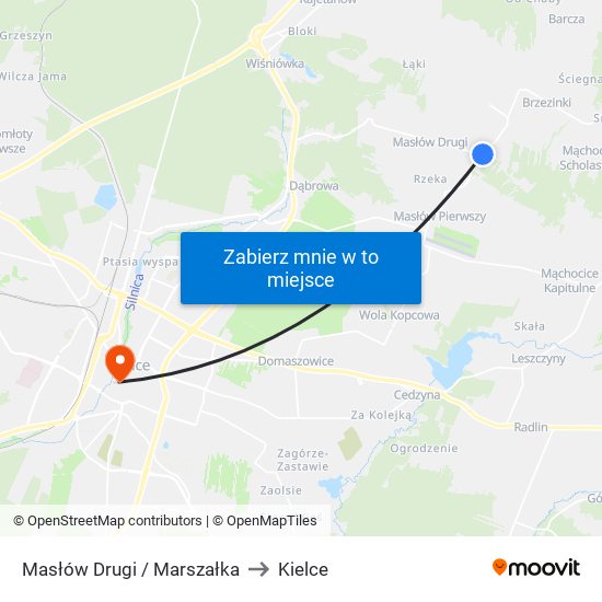 Masłów Drugi / Marszałka to Kielce map