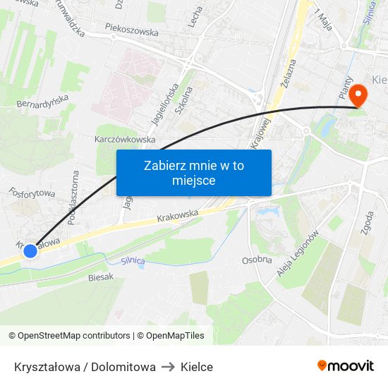Kryształowa / Dolomitowa to Kielce map