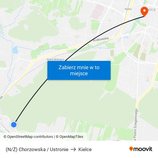 (N/Ż) Chorzowska / Ustronie to Kielce map