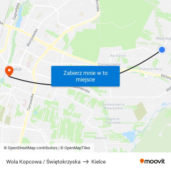 Wola Kopcowa / Świętokrzyska to Kielce map