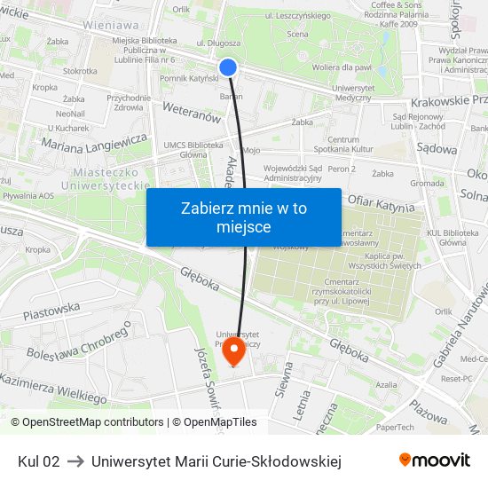 Kul 02 to Uniwersytet Marii Curie-Skłodowskiej map