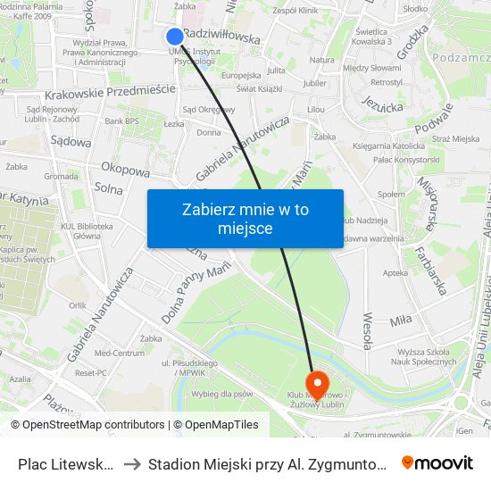 Plac Litewski 01 to Stadion Miejski przy Al. Zygmuntowskich map