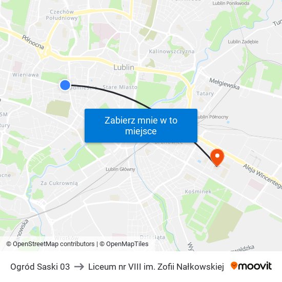 Ogród Saski 03 to Liceum nr VIII im. Zofii Nałkowskiej map