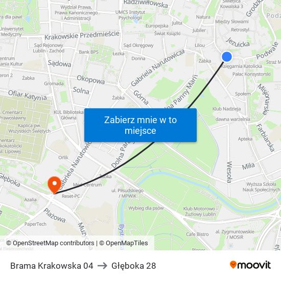 Brama Krakowska 04 to Głęboka 28 map