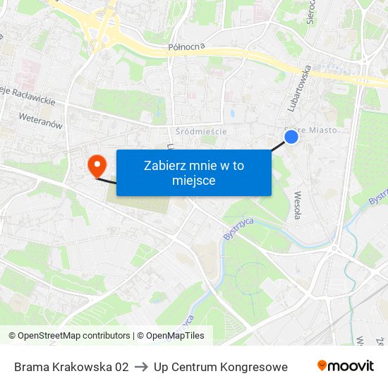 Brama Krakowska 02 to Up Centrum Kongresowe map