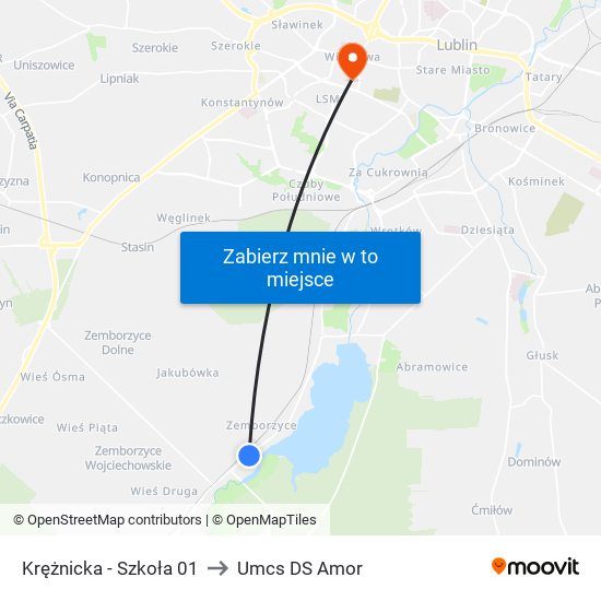 Krężnicka - Szkoła 01 to Umcs DS Amor map