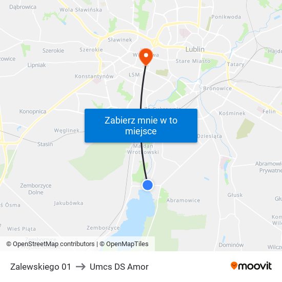 Zalewskiego 01 to Umcs DS Amor map