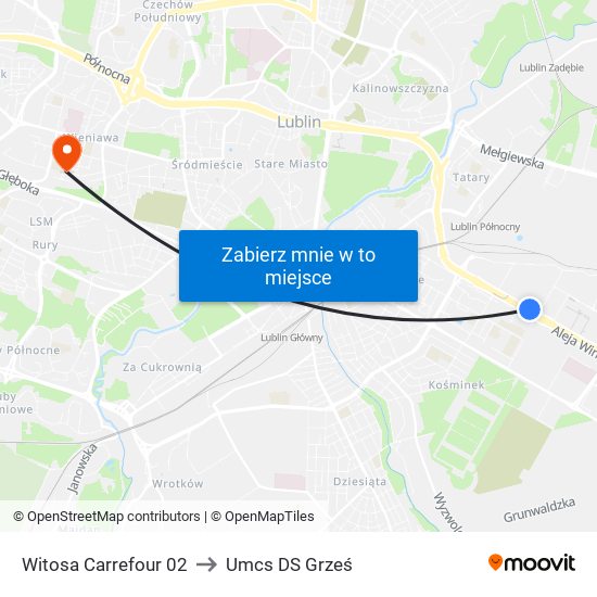 Witosa Carrefour 02 to Umcs DS Grześ map