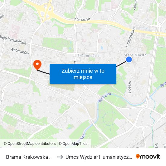 Brama Krakowska 04 to Umcs Wydział Humanistyczny map