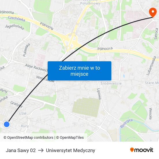 Jana Sawy 02 to Uniwersytet Medyczny map