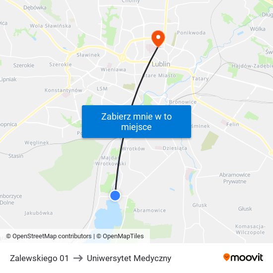 Zalewskiego 01 to Uniwersytet Medyczny map